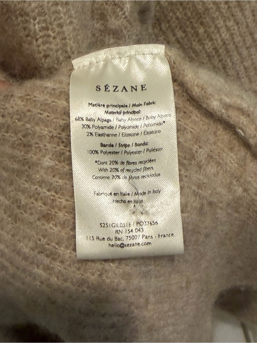 Sezane Othello Cardigan Light Beige Size Large - Picture 6 of 8